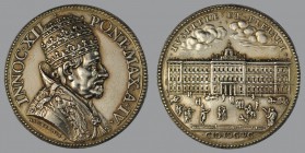 Palazzo Ludovisi construction 1695, Anno IV, ORIGINAL Silver Annual Medal, opus Giovanni Hamerani, Bust r./palace with the square in front, 20,26 g Ag...
