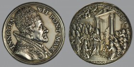 Opening of Porta Santa in Vatican 1700, ORIGINAL Silver Medal, opus Giovanni Hamerani, Bust r./opening of Porta Santa, 31,47 g Ag, 39 mm, Piselli 338...