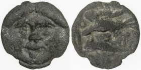 SARMATIANS: Anonymous, 400-350 BC, cast AE 36 (18.24g), Olbia, SNG Stancomb-347., Black Sea issue, Gorgoneion // eagle standing left on dolphin, Fine,...