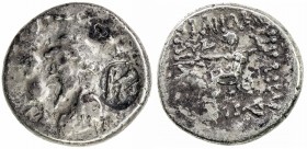 ELYMAIS: Kamnaskires III & Queen Anzaze, ca. 82-72 BC, AR hemidrachm (1.73g), Susa (?), Van't Haaff-7.1 3-1, countermark of magistrate under Kamniskir...