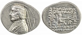 PARTHIAN KINGDOM: Phraates III, c. 70-57 BC, AR drachm (4.09g), Rhagae, Sellwood-36.9 (Darius?), struck ca 68-62 BC, diademed bust left with short cur...