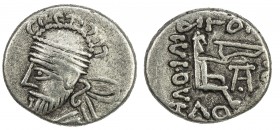 PARTHIAN KINGDOM: Pakoros II, AD 78-105, AR diobol (1.33g), Shore-402/03var, king's bust left, short beard // archer, 4-line legend around, very rare ...
