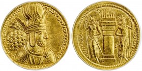 SASANIAN KINGDOM: Shahpur (Sabuhr) I, 241-272, AV dinar (7.30g), Ctesiphon, G-21, diademed bust of Shapur right, wearing mural crown with korymbos // ...