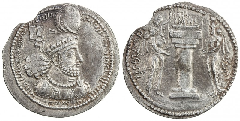 SASANIAN KINGDOM: Hormizd I, 272-273, AR drachm (3.92g), G-38, king's bust, wear...
