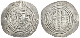 ARAB-SASANIAN: 'Abd al-Rahman b. Muhammad, 700-703, AR drachm (3.96g), SK (Sijistan), AH84, A-38A, blundered date, probably intented for 84, rare date...