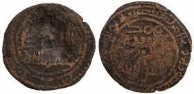 UMAYYAD: AE fals (2.11g), al-Mansura, ND, A-A204, kalima divided between obverse & reverse, citing on the reverse the governor Mansur, who is perhaps ...