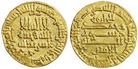ABBASID: al-Amin, 809-813, AV dinar (4.26g), NM (Egypt), AH195, A-220.2, Khedivial-521, al-'Ush-1120, Kazan-109, Bernardi-76, citing al-Amin, li'l kha...