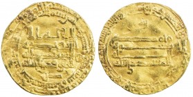 ABBASID: al-Mu'tamid, 870-892, AV dinar (4.02g), Madinat al-Salam, AH269, A-239.5, Bernardi-177Jh, also citing the eastern heir al-Muwaffaq, with the ...