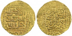 HAFSID: Abu 'Amr 'Uthman, 1435-1488, AV ½ dinar (2.38g), Tunis, ND, A-513A, very clear mint name, appears to be unpublished mint for this ruler, despi...