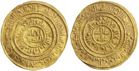 FATIMID: al-Âmir al-Mansur, 1101-1130, AV dinar (4.39g), al-Iskandariya, AH502, A-729, slightly uneven surfaces, bold VF.
Estimate: USD 220 - 280