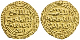 BAHRI MAMLUK: Aybak, 1250-1257, AV dinar (4.92g), al-Qahira, AH654, A-870, Kazan 662, citing the deceased Ayyubid ruler al-Salih Najm al-Din Ayyub as ...