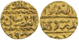 BURJI MAMLUK: Aynal, 1453-1461, AV ashrafi (3.40g) (al-Qahira), AH[8]59, A-1012, obverse with cables facing right, reverse separated with lines of dot...
