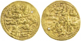 OTTOMAN EMPIRE: Süleyman I, 1520-1566, AV sultani (3.39g), Bursa, AH926, A-1317, slightly wavy surfaces, pierced, VF.
Estimate: USD 180 - 220