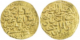 OTTOMAN EMPIRE: Murad III, 1574-1595, AV sultani (3.42g), Tarabulus (Trablus), AH982, A-1332.1, nice strike, nearly EF, S, ex Ahmed Sultan Collection....