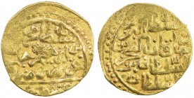 OTTOMAN EMPIRE: Mehmet IV, 1648-1687, AV sultani (3.47g), Kostantiniye, DM, A-1383, very slightly uneven surfaces, VF.
Estimate: USD 220 - 280