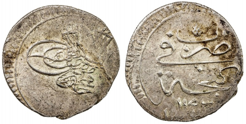 AZERBAIJAN: Mahmud I, 1730-1754, AR abbasi (5.40g), Ganja, AH1143, A-2709, KM-16...