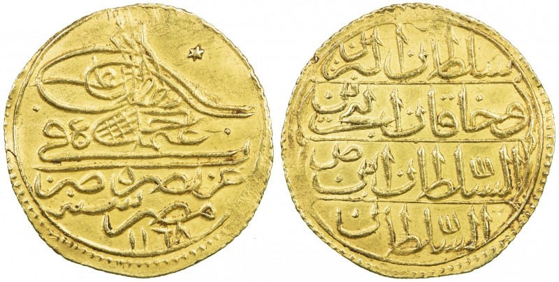 EGYPT: Osman III, 1754-1757, AV zeri mahbub (2.55g), Misr, AH1168, KM-97, UBK-17...