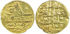 EGYPT: Abdul Hamid I, 1774-1789, AV zeri mahbub (2.28g), Misr, AH1187 year 1, KM-126.1, UBK-30.01, very rare type, with his first toughra ('abd below ...