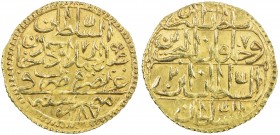 EGYPT: Abdul Hamid I, 1774-1789, AV zeri mahbub (2.59g), Misr, AH1187 year 2, KM-126.2, UBK-30.02, sultan's name in words, no toughra, wonderful strik...