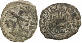SALDUQIDS: Nasir al-Din Muhammad, 1168-1191, AE fals (7.50g), NM, AH575, A-1891, mounted archer shooting arrow at small animal (gazelle?), date in abj...