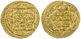 ILKHAN: Uljaytu, 1304-1316, AV dinar (4.31g), Baghdad, AH704, A-2177, citing Uljaytu by his title al-sultan al-a`zam ghiyath al-dunya wa-l-din khudaba...