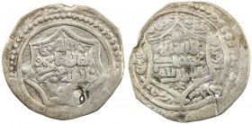 ILKHAN: Taghay Timur, 1336-1353, AR ½ dirham (0.59g), Sultaniya, AH (73)9, A-2234B, type A, struck from special dies for this tiny denomination, pierc...