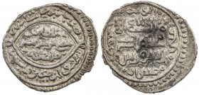 ILKHAN: Sulayman, 1339-1346, AR dirham (1.38g), Tabriz, AH743, A-2254, type D, magnificent strike for this common type, but very interesting, as the e...