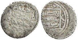 ILKHAN: Anushiravan, 1344-1356, AR 2 dirhams (1.04g), Sarâh, AH756, A-2269J, type J (concave dodecagon // plain square); type J was virtually unknown ...