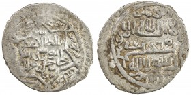 ILKHAN: Anushiravan, 1344-1356, AR 2 dirhams (1.27g), Van, Khani 51 (=AH752/753), A-2270V, Diler-825, type V (looped pointed hexafoil // plain circle)...