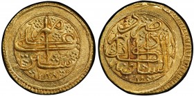BARAKZAI: Sher 'Ali, 1863-1879, AV mohur (10.86g), Kabul, AH1288, A-E3164, KM-525, with mint epithet Dar al-Saltanat, a superb lustrous example! PCGS ...
