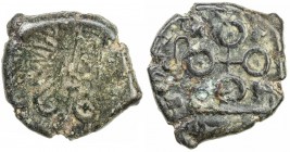 SATAVAHANA: Satakarni, 1st century BC, AE unit (10.33g), Mitch-CSI.144, Brahmi legend, citing Queen Naganika in the center, Satakarni around // Ujjain...