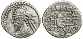 LATER INDO-PARTHIAN: Sanabares, ca. 135-160, AR drachm (2.23g), Mitch-2645/46, Parthian-style bust left, Pahlavi letters S A behind // archer seated, ...