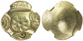 YADAVAS OF DEVAGIRI: Ramachandra, 1270-1311, AV asu (padmatanka), Mitch-643var, uniface with five punches, Kannada letter 'Shri' twice, Sankha shell, ...