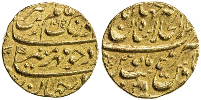 MUGHAL: Aurangzeb, 1658-1707, AV mohur (10.93g), Shahjahanabad (Delhi), AH1095 y...