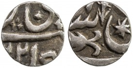 AWADH: AR 1/8 rupee (1.41g), Muhammadabad Banaras, AH (12)22, KM-100.2, in the name of Shah Alam II, decent strike, VF, RR. 
Estimate: USD 120 - 160