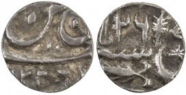 AWADH: AR 1/8 rupee (1.33g), Muhammadabad Banaras, AH1226 year 26, KM-100.2, in the name of Shah Alam II, extremely rare with full Hijri date, bold VF...