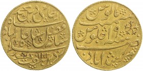 BENGAL PRESIDENCY: AV mohur (12.35g), "Murshidabad", AH1202 year 19 (frozen), Stv-9.3, Prid-83, struck at the Calcutta mint (1831-1835), with edge gra...
