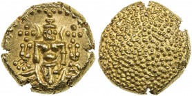 MADRAS PRESIDENCY: AV pagoda (3.39g), ca. 1691-1740, Stv-1.2, Prid-2, single deity standing // granulated reverse, Unc.
Estimate: USD 200 - 240