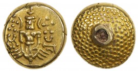 MADRAS PRESIDENCY: AV pagoda (3.39g), ca. 1691-1740, Stv-1.2, Prid-2, single deity standing // granulated reverse, mounted on the reverse, VF.
Estima...