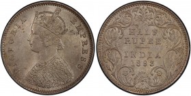 BRITISH INDIA: Victoria, Empress, 1876-1901, AR ½ rupee, 1898-B, KM-491, better date, a superb example! PCGS graded MS64.
Estimate: USD 500 - 600
