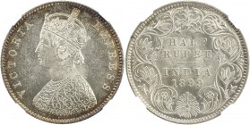 BRITISH INDIA: Victoria, Empress, 1876-1901, AR ½ rupee, 1899-C, KM-491, NGC graded MS62.
Estimate: USD 150 - 175