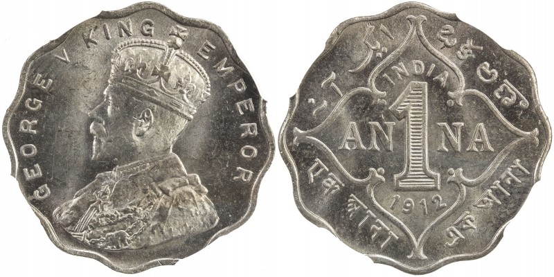 BRITISH INDIA: George V, 1910-1936, 1 anna, 1912 (b), KM-513, a lovely example! ...