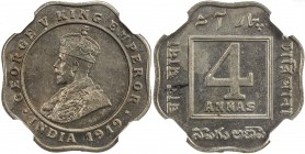 BRITISH INDIA: George V, 1910-1936, 4 annas, 1919 (c), KM-519, NGC graded MS62.
Estimate: USD 150 - 200