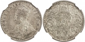BRITISH INDIA: George V, 1910-1936, AR rupee, 1911 (b), KM-523, so-called "pig"-style elephant, one-year type, NGC graded MS64. The 1911 accession to ...