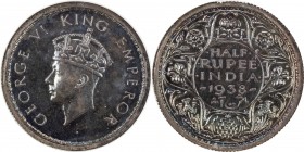 BRITISH INDIA: George VI, 1936-1952, AR ½ rupee, 1938 (c), KM-549, Prid-362, S&W-9.41, proof restrike, variety with long trefoils, A/I, nice deep mult...