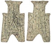 WARRING STATES: Anonymous, 350-250 BC, AE spade money (5.01g), H-3.175, square foot spade, sharp-cornered type, gong in archaic script, light patina, ...