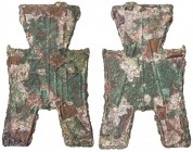 WARRING STATES: State of Zhao, 350-250 BC, AE spade money (5.65g), H-3.182, flat handle square foot spade type, an yang in archaic script, encrustatio...
