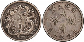 CHINA: Hsuan Tung, 1909-1911, AR 10 cents, year 3 (1911), Y-28, L&M-41, Imperial dragon chasing flaming pearl, PCGS graded EF40.
Estimate: USD 400 - ...