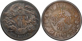 CHINA: Hsuan Tung, 1909-1911, AR dollar, year 3 (1911), Y-31, L&M-37, variety with extra flame, graffiti, toned, PCGS graded EF details.
Estimate: US...