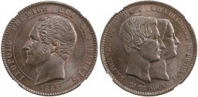 BELGIUM: Léopold I, 1831-1865, AE 10 centimes, 1853, KM-XM1.1, Commemorative medallic issue - Marriage of the Duke of Brabant and the Archduchess Mari...